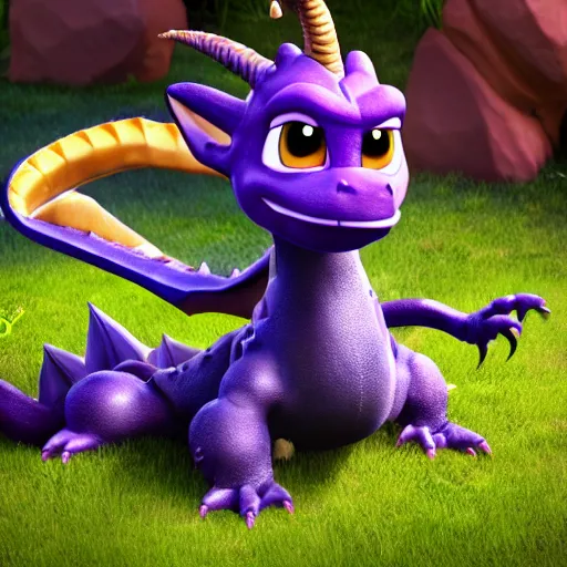 Prompt: Hyperrealistic photo of Spyro the Dragon, 4k