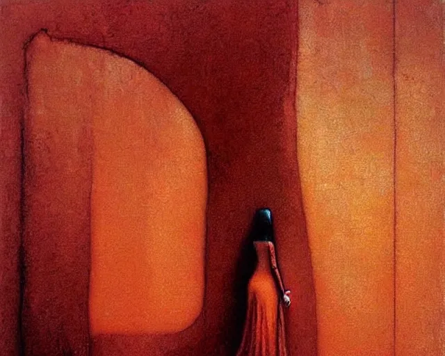 Prompt: by francis bacon, beksinski, mystical redscale photography evocative, expressionism. krysten ritter