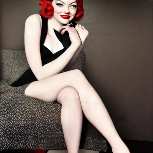 Image similar to Emma Stone as a pinup girl