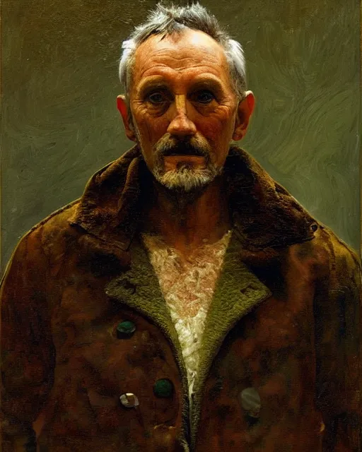 Prompt: painterly portrait, Ken Curtis as Festus, impasto, fantasy, chuck close:7, carl spitzweg:7, cinematic light, full face, symmetrical face