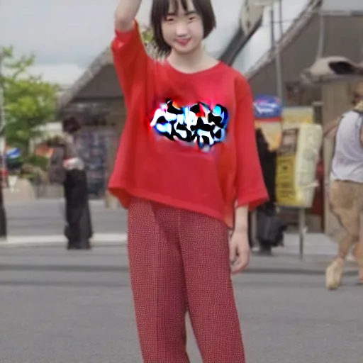 Image similar to suzu Hirose wearing a Coca Cola top