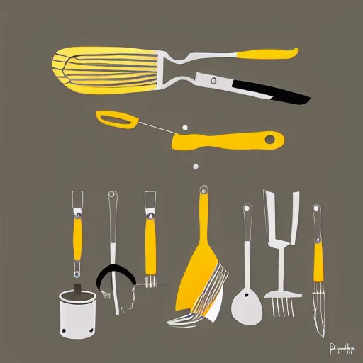 Prompt: painting of some kitchen tools by peter klasen, artstation