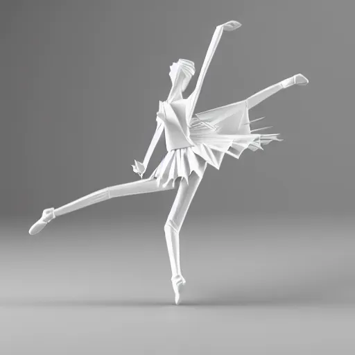 Image similar to origami dancer in white paper, 3 d render, ultra - detailed, on white background, studio shot