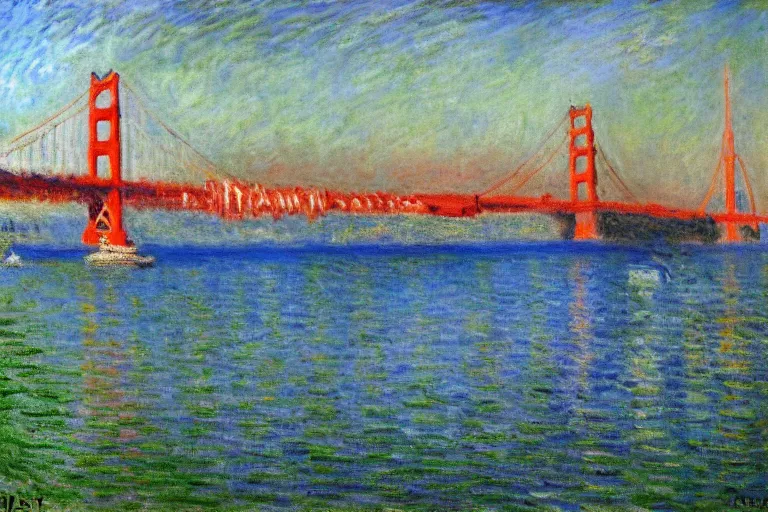 Image similar to monet painting of the golden gate bridge