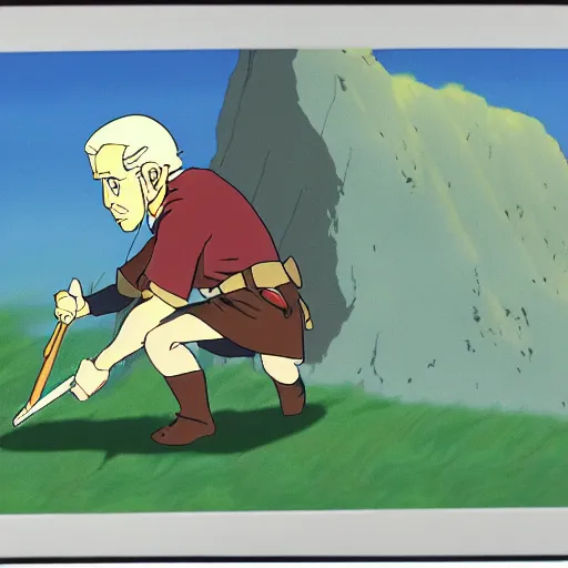 Image similar to cel - shaded image of joe biden legend of zelda, studio ghibli animation cel