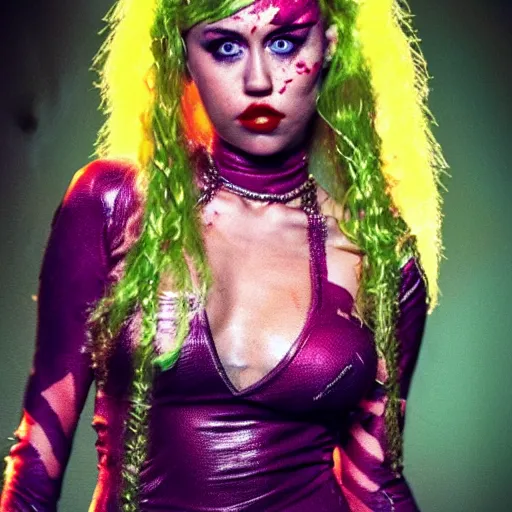 Prompt: miley cyrus as poison ivy, dc, movie, photography, portrait, beautiful,