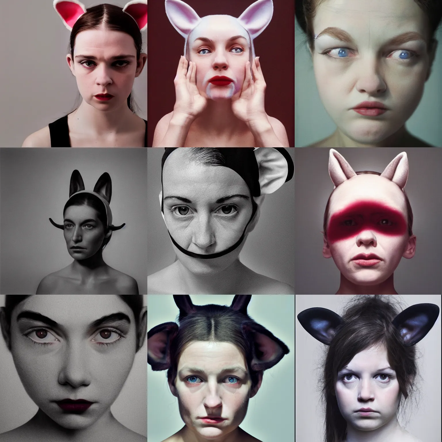Prompt: woman with animal ears, 4k, sharp focus, Gottfried Helnwein
