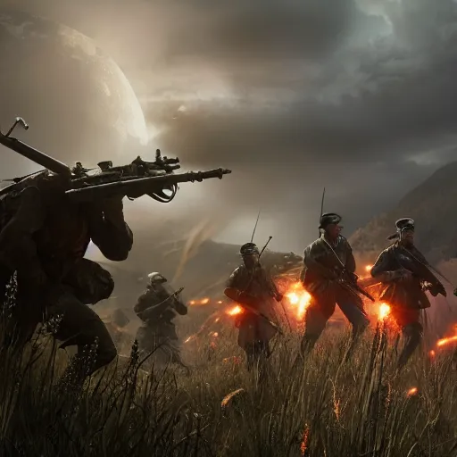 Image similar to Battlefield 1, sharp, unreal engine fantasy art, highly detailed, masterpiece