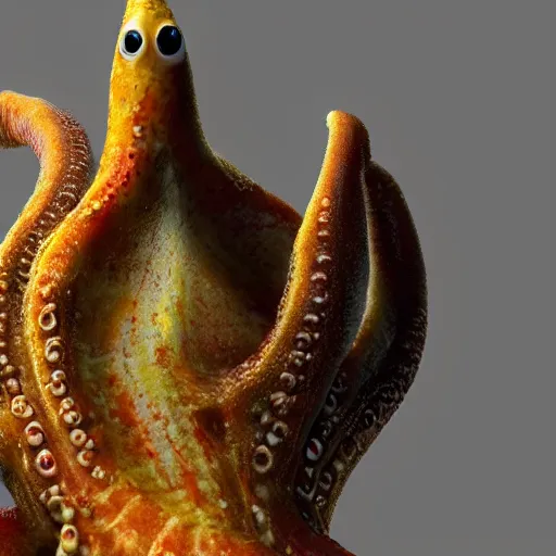 Image similar to hyperrealistic mixed media image of a cephalopod with proportional human hands, stunning 3 d render inspired art by xiang duan and thomas eakes, perfect symmetry, realistic, highly detailed attributes and atmosphere, dim volumetric cinematic lighting, 8 k octane extremely hyper - detailed render, post - processing, masterpiece,