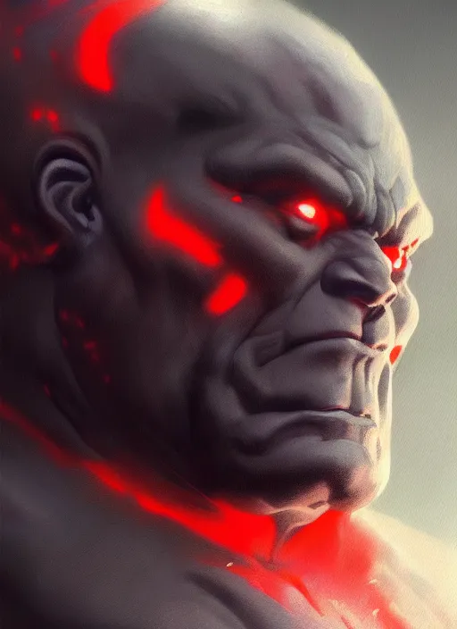 Image similar to very detailed masterpiece painting of darkseid from dc comics, portrait, artstation, concept art by greg rutkowski