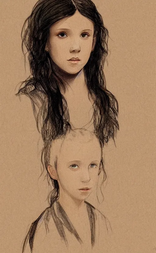 Prompt: millie bobby brown painted by leonardo da vinci in an anime style