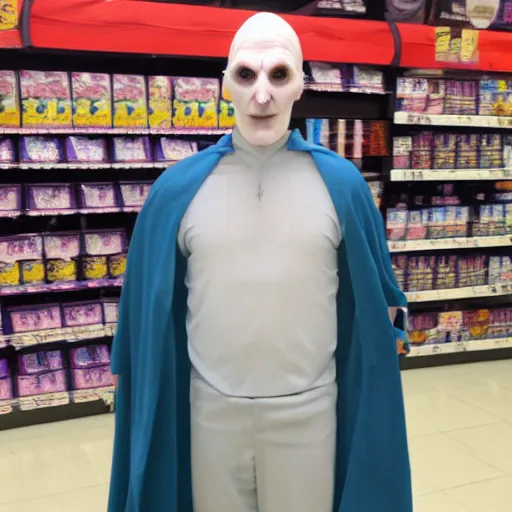 Prompt: lord Voldemort at party city