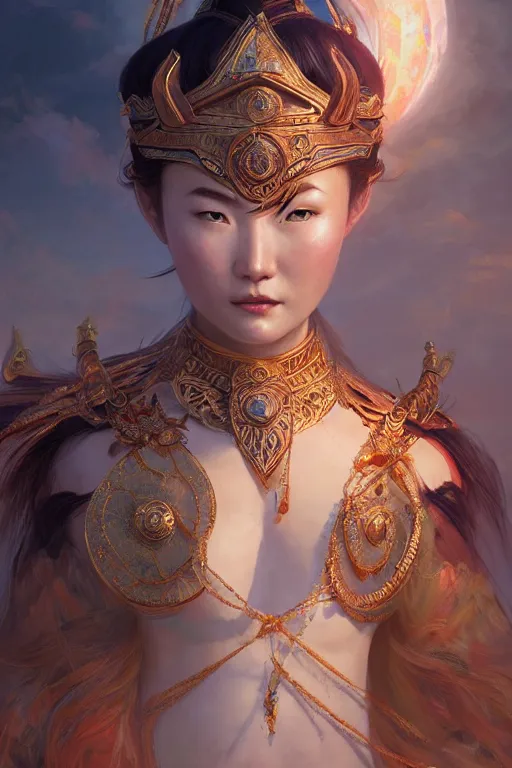 Image similar to goddess of the mongolia, highly detailed, digital painting, artstation, concept art, smooth, sharp focus, illustration, unreal engine 5, 8 k, art by artgerm and greg rutkowski and edgar maxence