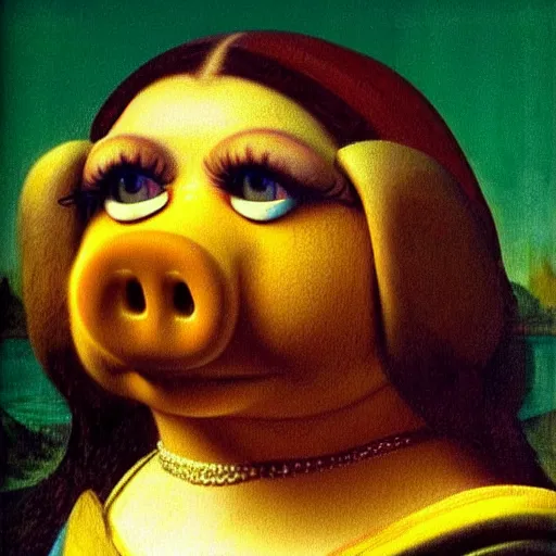 Image similar to Miss Piggy as the Mona Lisa painting by Leonardo da Vinci, ultra detailed, 8k ultrarealistic