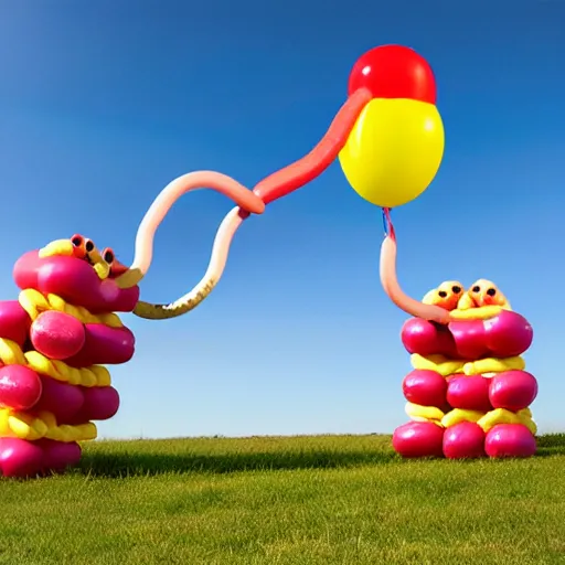 Image similar to a balloon animal made of sausages