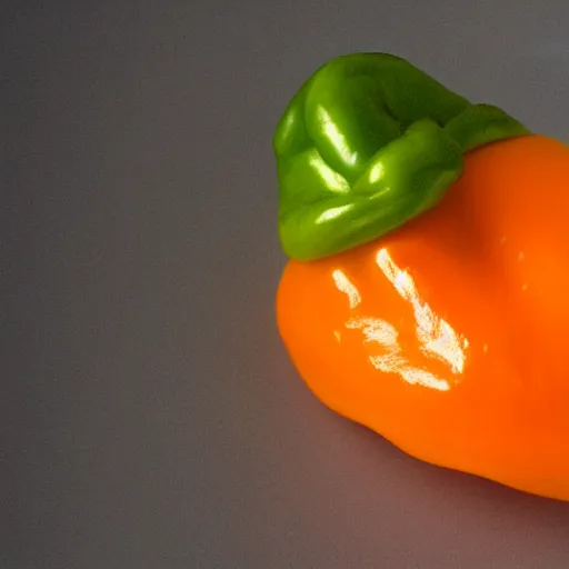 Prompt: A habanero shaped like the head of Bart Simpson realistic dramatic lighting