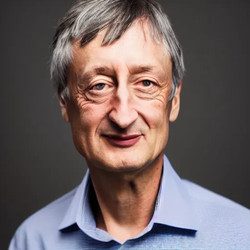 Image similar to portrait photo still of geoffrey hinton, 8 k, studio lighting, key light, 8 5 mm f 1. 8