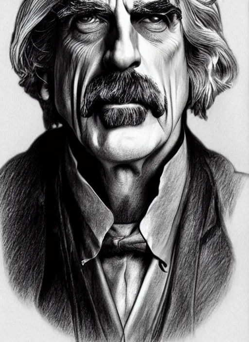 Prompt: hyperrealist pencil sketch of sam elliott as dracula by david malan and alphonse mucha, fantasy art, drawing, fangs, dynamic lighting, artstation, poster, volumetric lighting, very detailed faces, 4 k, award winning