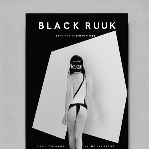 Image similar to black on white editorial cover in style of david rudnick, eric hu, acid, y 2 k