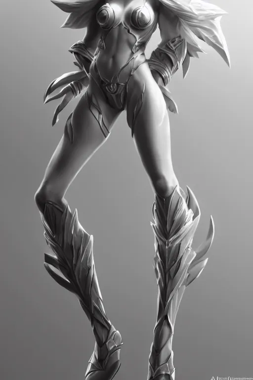 Prompt: photorealistic full body concept art in a neutral front view pose from league of legends, VI concept painting with detailed face by Ami Thompson, sharp focus, studio lighting, white ambient background, highly detailed, masterpiece,