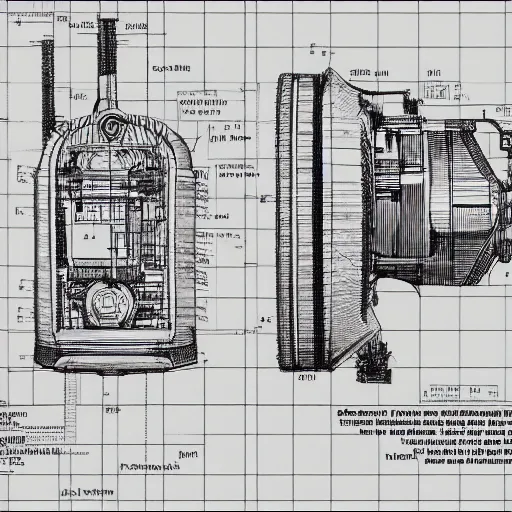 Image similar to detailed technical schematics for a time machine