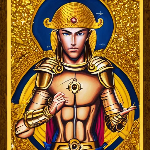 Prompt: A radiant, extreme long shot, photo of a 27-year-old Caucasian male wearing the Gemini Gold Armor, Beautiful gold Saint, Jaw-Dropping Beauty, gracious, aesthetically pleasing, dramatic eyes, intense stare, immense cosmic aura, from Knights of the Zodiac Saint Seiya, inside the Old Temple of Athena Greece,4k high resolution, exquisite art, art-gem, dramatic representation, hyper-realistic, atmospheric scene, cinematic, trending on ArtStation, Pinterest and Shutterstock, photoshopped, deep depth of field, intricate detail, finely detailed, small details, extra detail, ultra detailed, attention to detail, detailed picture, symmetrical, octane render, arnold render, unreal engine 5, high resolution, 3D, PBR, path tracing, volumetric lighting, golden hour, 8k, Photoshopped, Award Winning Photo, groundbreaking, Deep depth of field, f/22, 35mm, make all elements sharp, at golden hour, Light Academia aesthetic, Socialist realism, by Annie Leibovitz S 3789729843