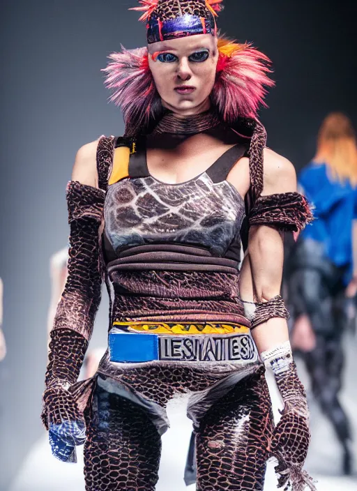 Prompt: hyperrealistic and heavy detailed adidas avant garde runway show of movie the fifth element leeloo dallas, leica sl 2 5 0 mm, vivid color, high quality, high textured, real life