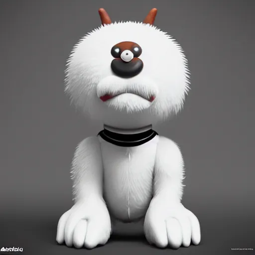 Image similar to hitler as yoohoo fluffy toy, realistic, octane render, trending on artstation, grteg rutkowski