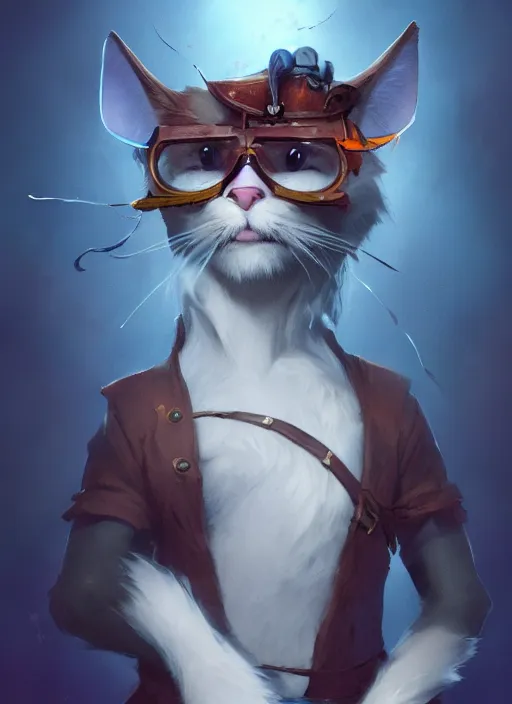 Prompt: a beautiful half body portrait of a cute anthropomorphic pirate cat fursona. eye patch. character design by cory loftis, fenghua zhong, ryohei hase, ismail inceoglu and ruan jia. volumetric light, detailed, rendered in octane