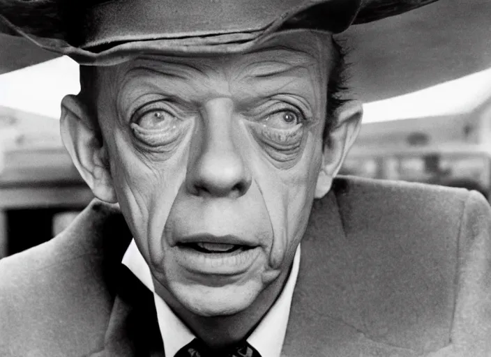 Prompt: film still of Don Knotts hiding from Andy Griffith new Matlock movie, 8k