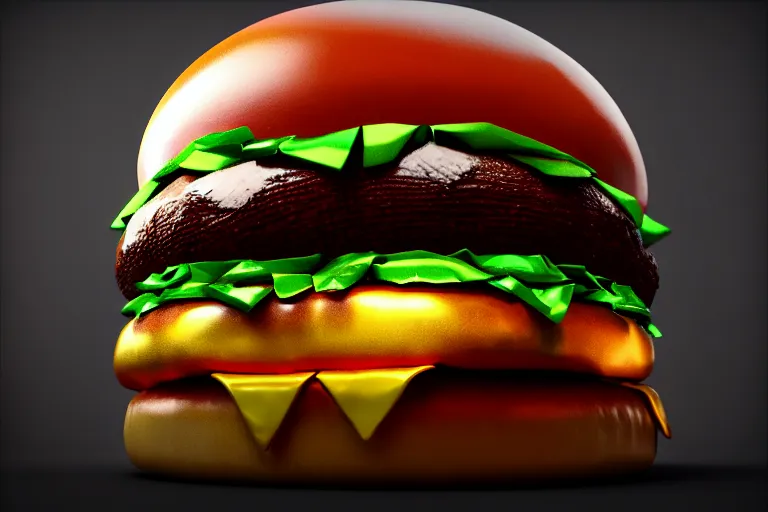 Image similar to huge diamond burger, ray tracing, rtx, sunlight, many details, octane render, high quality, 8 k