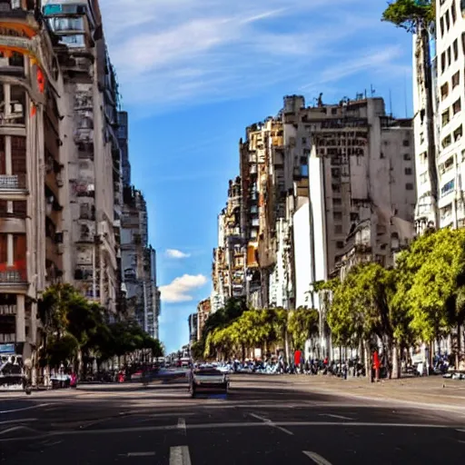 Image similar to Buenos Aires Argentina, futuristic cars in the street, holograms in the street, detailed, hd