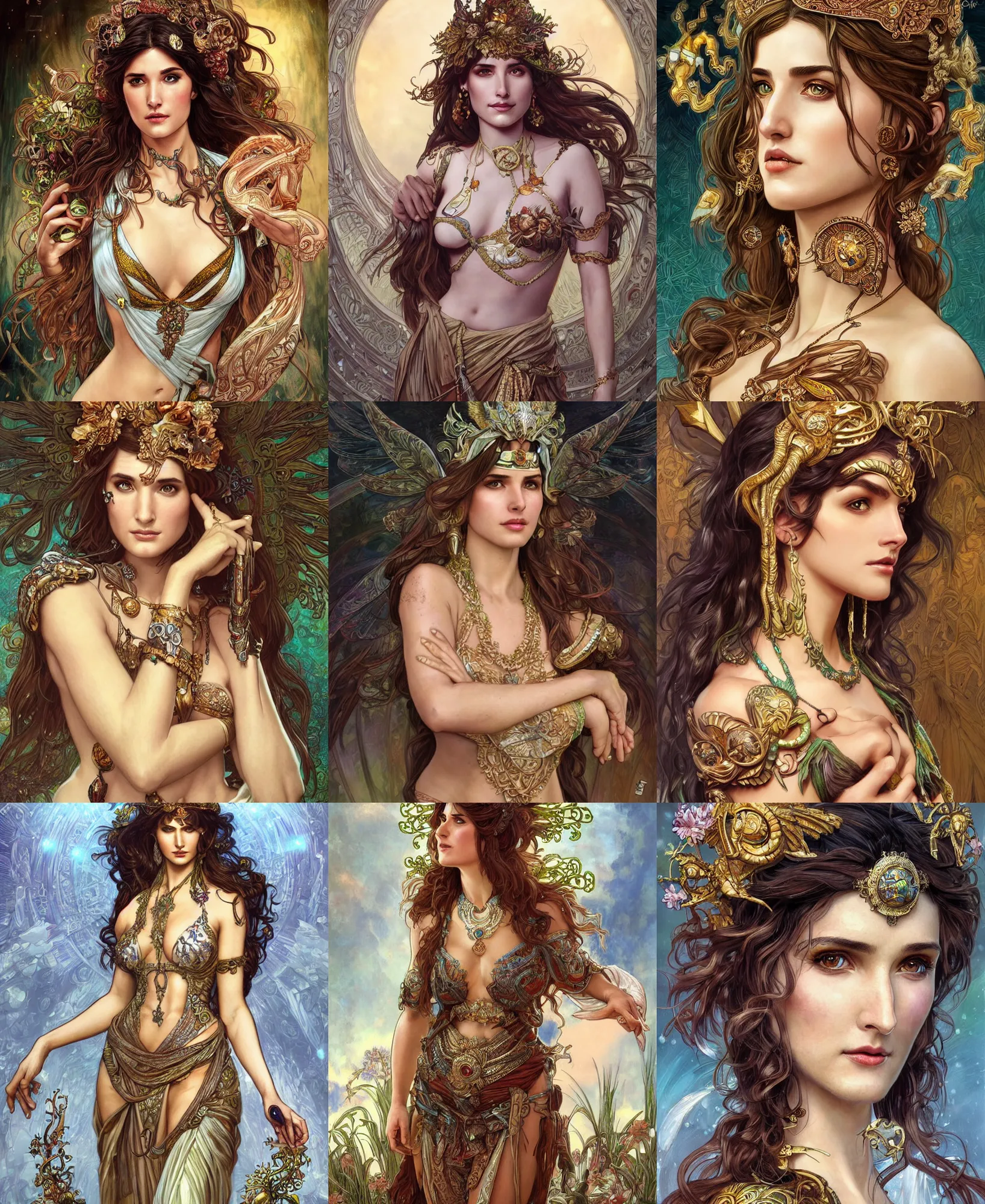 Prompt: Cobie Smuldets as a Brazilian Goddess, cute, fantasy, intricate, elegant, highly detailed, digital painting, 4k, HDR, concept art, smooth, sharp focus, illustration, art by artgerm and H R Giger and alphonse mucha