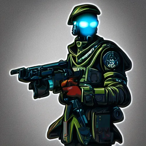 Prompt: a cyberpunk soldier, deco art