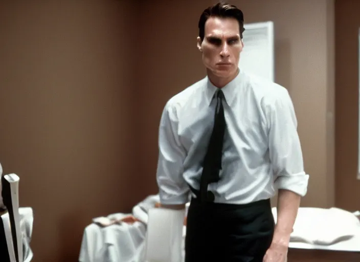 Prompt: cinematic still of Jerma985 playing Patrick Bateman, American Psycho