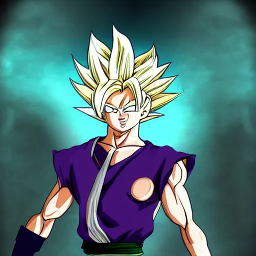 Image similar to young blonde boy fantasy thief, full dragon ball style, anime style