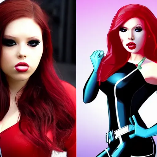 Image similar to Youtuber Blaire White as Marvel's Black Widow