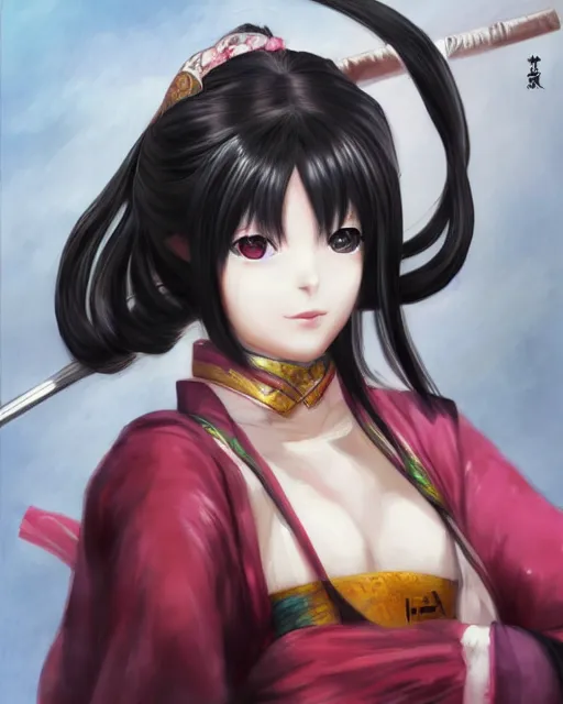 Prompt: oichi from sengoku basara in the paintetly style of WLOP yasutomo oka artgerm brush stroke oil painting imagine fx artstation