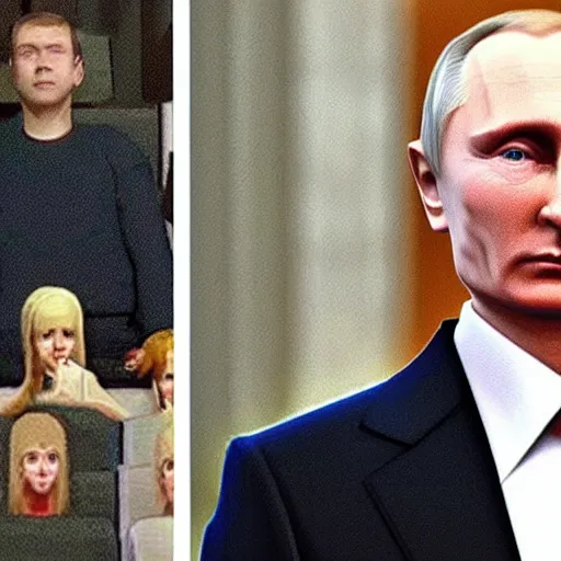 Image similar to a person looking like vladimir putin in minecraft video game