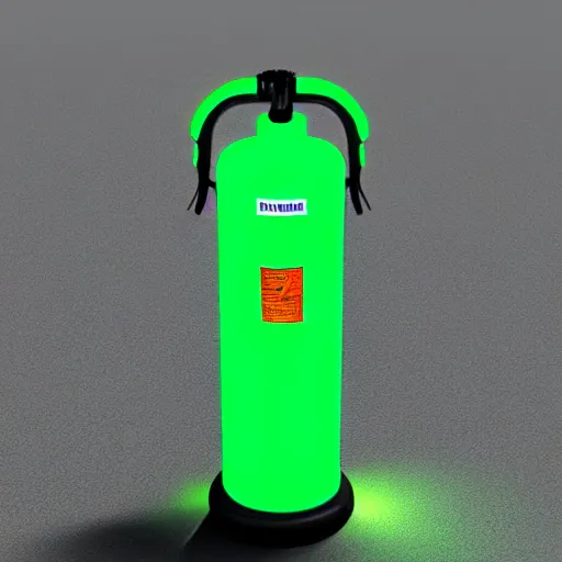 Image similar to Neon Green Moyai Face Fire Extinguisher, Bright, Glowing, Realistic, 4k