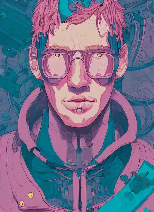 Image similar to portrait, cyberpunk hero, leaves by miyazaki, violet and pink and white palette, illustration, kenneth blom, mental alchemy, james jean, pablo amaringo, naudline pierre, contemporary art, hyper detailed