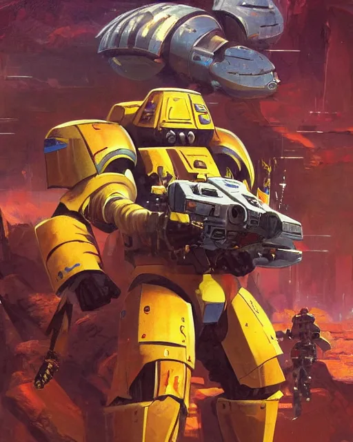 Image similar to a tau spacemarine in the style of jean giraud / ralph mcquarrie / syd mead / john berkey trending on artstation deviantart pinterest detailed realistic high resolution hd 8 k character portraits concept art