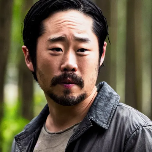 Image similar to Steven Yeun playing Negan Smith from the walking dead,8k,