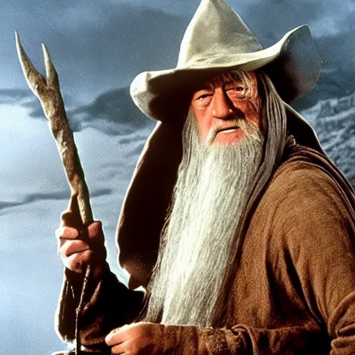 Prompt: john wayne playing gandalf in lord of the rings