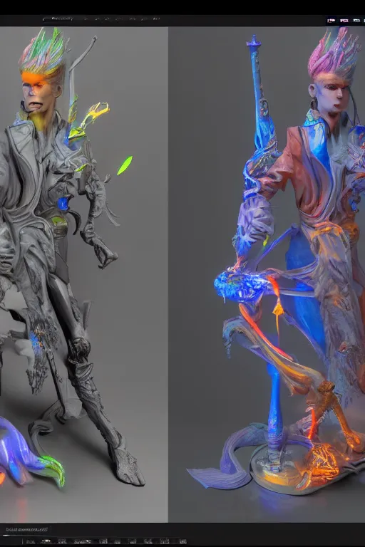 Image similar to arcane fantasy art david bowie, global illumination ray tracing hdr fanart arstation by sung choi and eric pfeiffer and gabriel garza and casper konefal lisa frank zbrush central hardmesh