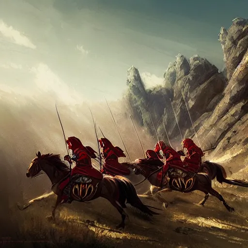 Prompt: winged hussars charging down a hill at ottoman soldiers 4 k, concept art, by wlop, ilya kuvshinov, artgerm, krenz cushart, greg rutkowski, pixiv. cinematic dramatic atmosphere, sharp focus, volumetric lighting, cinematic lighting, studio quality