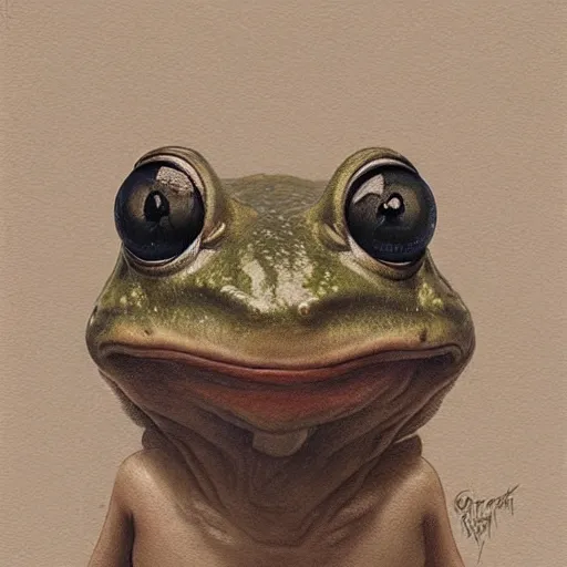 hyper realistic caricature of a derpy frog person by Stable Diffusion