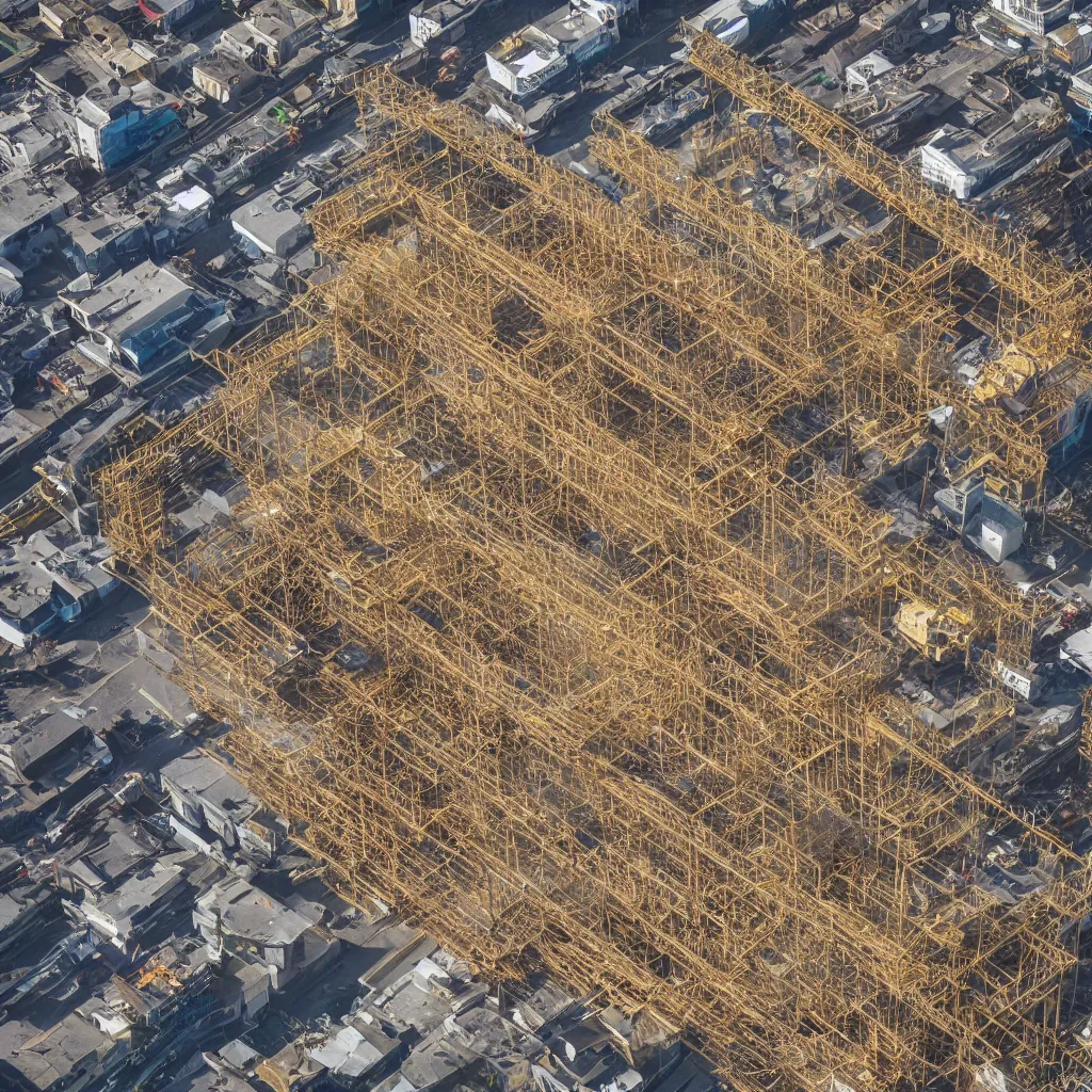 Image similar to golden construction site, birds eye view