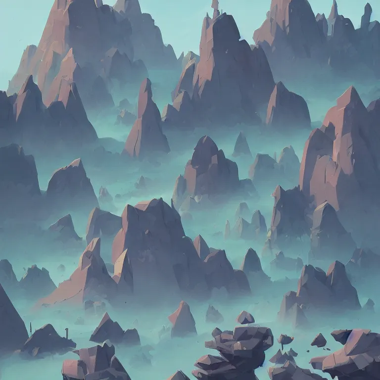 Prompt: bunch of different shapes and sizes of rocks, concept art by james gilleard, featured on deviantart, environmental art, 2 d game art, concept art, artstation hq