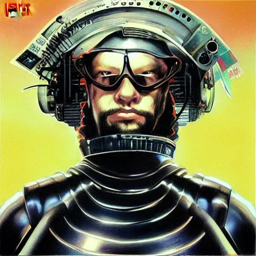 Prompt: judee sill cypherpunk album cover, painting from Kingdom Come Alex Ross